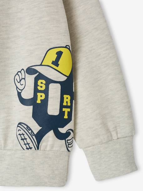 Sudadera deportiva para niño con motivo mascota delante y detrás blanco jaspeado 