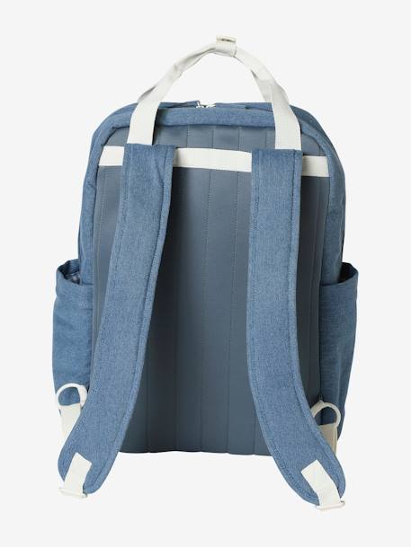 Mochila cambiador Vertbaudet denim bleached+GRIS MEDIO LISO 