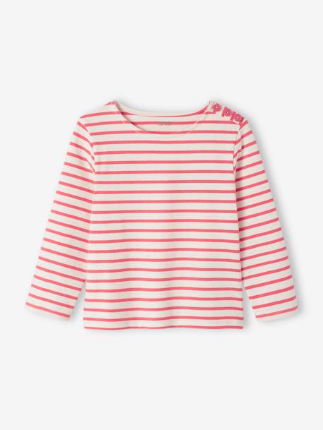 Camiseta marinera de manga larga para niña rayas azul+rayas rojas 