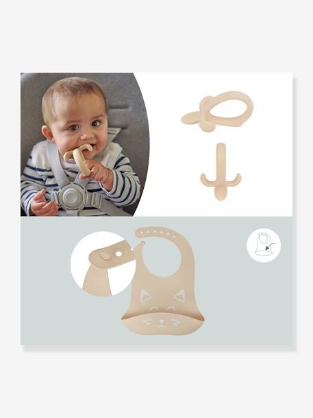 Kit para comida silicona BABYMOOV First'Isy AZUL CLARO LISO+BEIGE CLARO LISO 