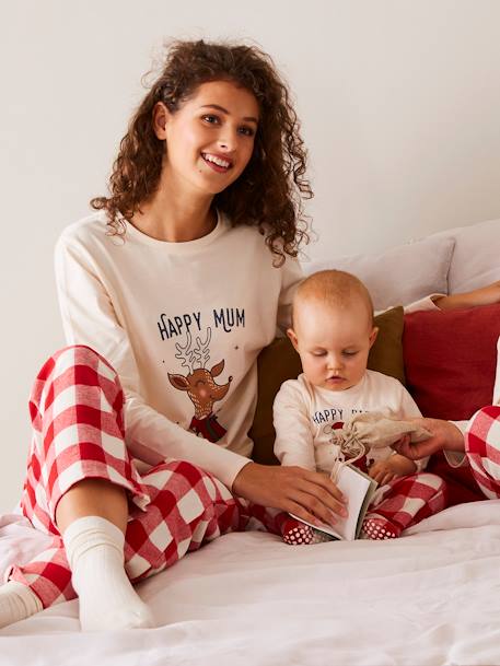 Pijama navideño mujer colección cápsula 'Happy Family' crudo 