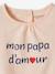 Camiseta de algodón orgánico con mensaje para bebé crudo+rosa rosa pálido 