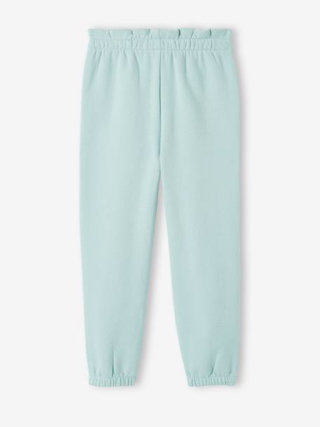 Pantalón jogging de felpa con cintura «paperbag» para niña azul marino+beige jaspeado+verde agua 