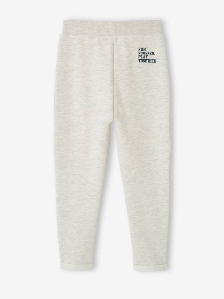 Pantalón jogging deportivo con bolsillos canguro fantasía para niño blanco jaspeado 