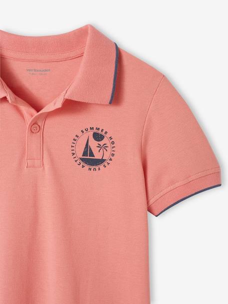 Polo de punto piqué con motivo en el pecho para niño rosa viejo 