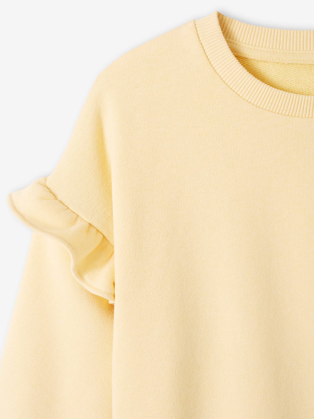 Sudadera con volantes de dos tejidos para ni a amarillo pastel