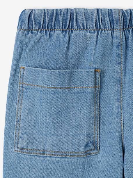 Pantalón pesquero ancho con puente para niña denim natural+doble stone 