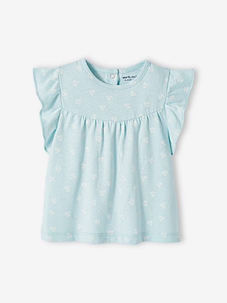 Camiseta estampada de flores para bebé AZUL OSCURO ESTAMPADO+azul turquesa 
