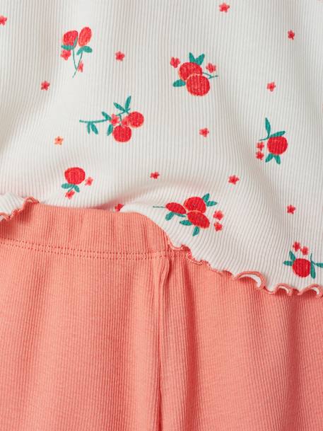 Pack de 2 pijamas con short y estampado frutas de punto de canalé para niña crudo 