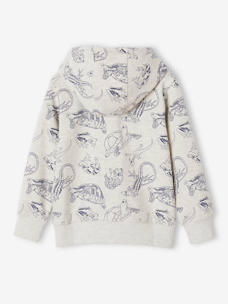 Sudadera con capucha y cremallera para niño, motivos animales beige jaspeado 