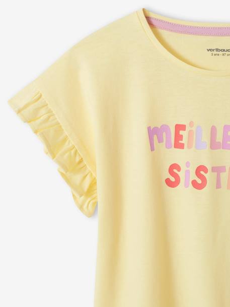 Pijama con short 'Meilleure Sister' amarillo pastel 