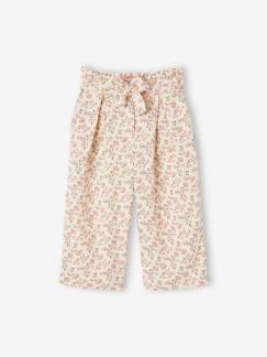 Niña-Pantalones-Pantalón pesquero ancho de gasa de algodón estilo «paperbag» para niña