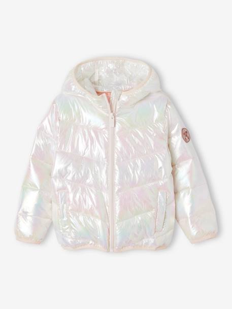 Chaqueta acolchada ligera con efecto brillante irisado para niña crudo+GRIS CLARO METALIZADO 