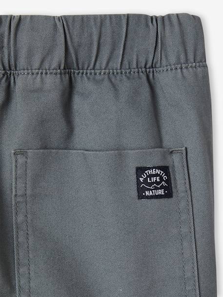 Pantalón cargo fácil de vestir para niño azul hielo+marrón grisáceo+VERDE OSCURO LISO CON MOTIVOS 