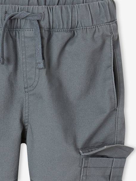 Pantalón cargo fácil de vestir para niño azul hielo+marrón grisáceo+VERDE OSCURO LISO CON MOTIVOS 