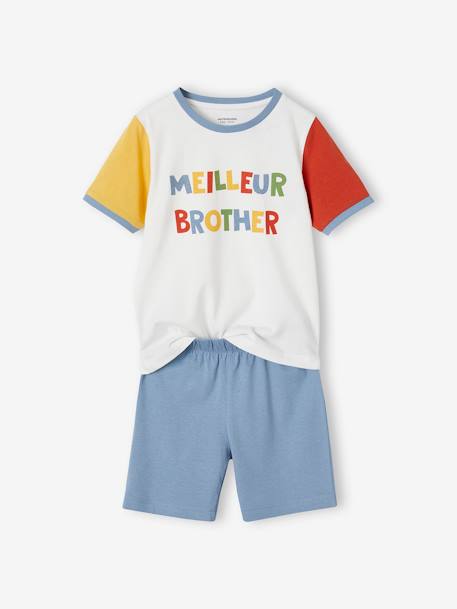 Pijama con short para niño 'Meilleur Brother' azul claro 