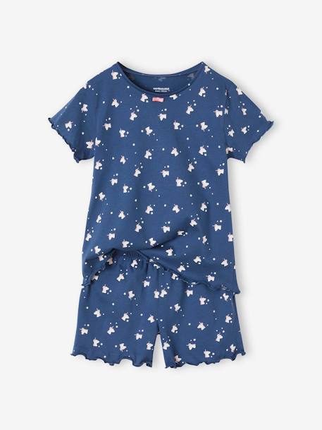 Pack de 2 pijamas con short con unicornios para niña azul oscuro 