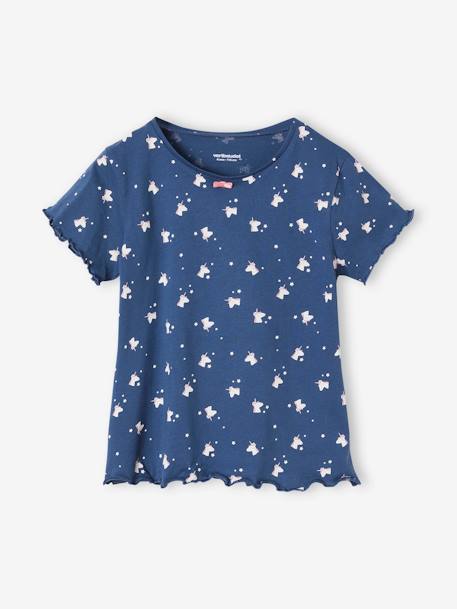 Pack de 2 pijamas con short con unicornios para niña azul oscuro 