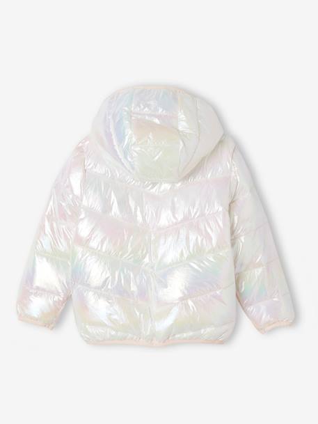 Chaqueta acolchada ligera con efecto brillante irisado para niña crudo+GRIS CLARO METALIZADO 