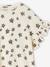 Camiseta de canalé con estampado de flores para niña beige+blanco estampado 