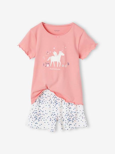 Pack de 2 pijamas con short con unicornios para niña azul oscuro 