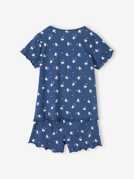 Pack de 2 pijamas con short con unicornios para niña azul oscuro 