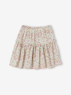 Falda con flores de gasa de algodón para niña