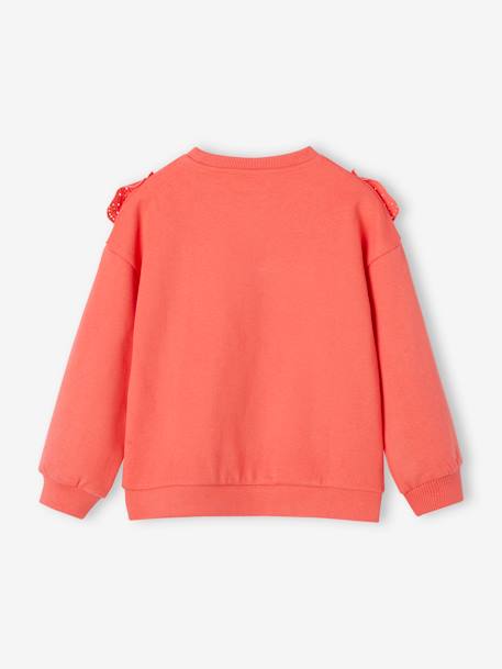 Sudadera con volante de bordado inglés para niña coral+vainilla 