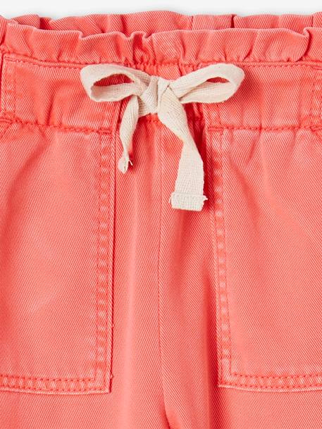 Pantalón estilo paperbag vaporoso para niña coral+lavanda 