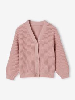 Niña-Jerséis, chaquetas de punto, sudaderas-Chaquetas de punto-Chaqueta de canalé perlado para niña