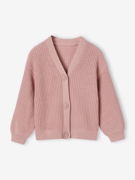 Chaqueta de canalé perlado para niña malva+pistacho+rayas rosa+rosa viejo+violeta claro 