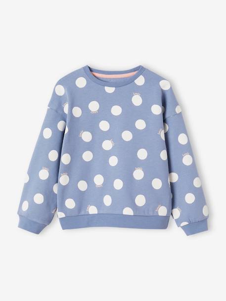 Sudadera fantasía con motivo de corazones o lunares, para niña azul chambray+rojo 