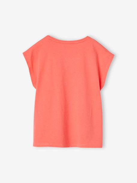 Camiseta lisa Basics de manga corta para niña coral+crudo 