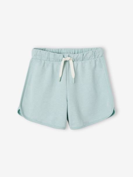 Short deportivo de felpa para niña azul marino+coral+multicolor+verde agua 