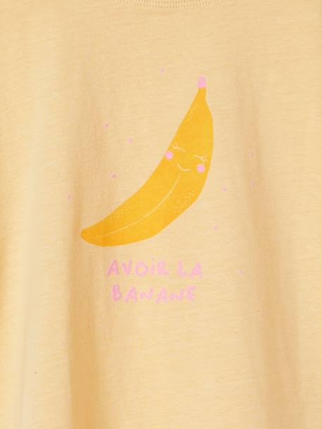 Camiseta motivo pop niña de manga corta con vuelta albaricoque+amarillo pálido 