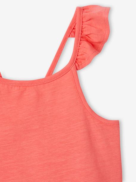 Camiseta de tirantes con volante Basics para niña coral+crudo 