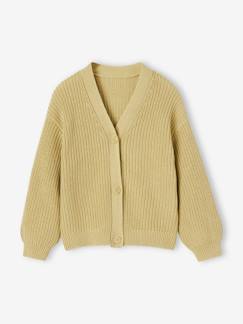 Niña-Jerséis, chaquetas de punto, sudaderas-Chaquetas de punto-Chaqueta de canalé perlado para niña