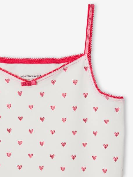 Pack de 3 camisetas de tirantes de algodón orgánico con corazones y unicornios para niña rosa 