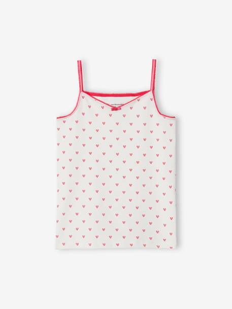 Pack de 3 camisetas de tirantes de algodón orgánico con corazones y unicornios para niña rosa 