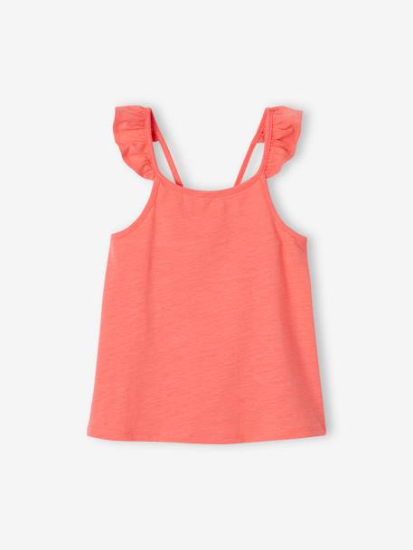 Camiseta de tirantes con volante Basics para niña coral+crudo 