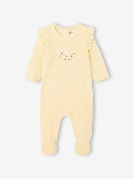 Pack de 2 pijamas para bebé de terciopelo amarillo pálido 