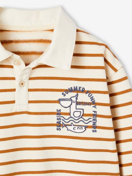 Sudadera a rayas con cuello polo para niño rayas marrón 