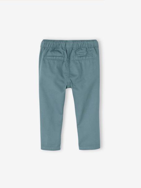 Pantalón de tela con cintura elástica, para bebé niño azul claro+nuez de pacana 