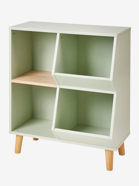 Mueble de almacenaje con casillero para libros y juguetes verde 