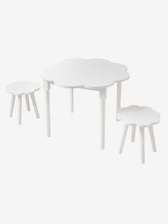 -Pack de 2 taburetes + mesa flores