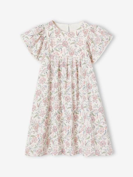 Vestido estampado para niña colección cápsula Día de la Madre vainilla 