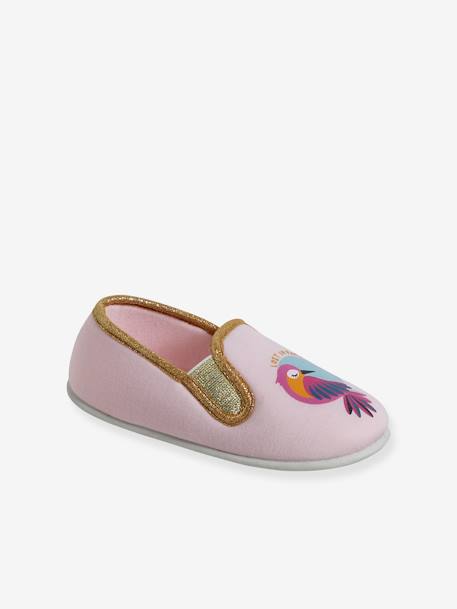 Zapatillas de casa elásticas infantiles de tela albaricoque+rosa rosa pálido 