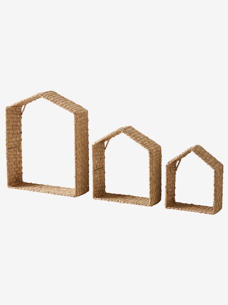 Pack de 3 estanterías con forma de casa - Herbario beige 