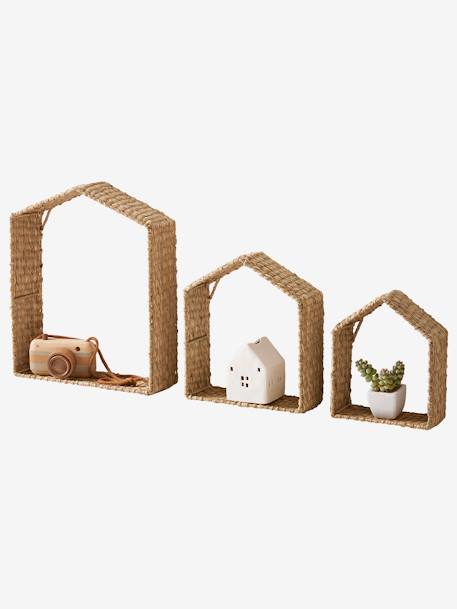 Pack de 3 estanterías con forma de casa - Herbario beige 