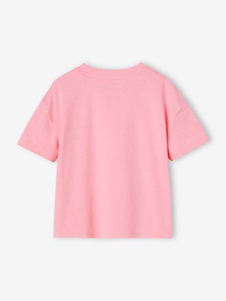 Camiseta lisa Basics de manga corta para niña rosa chicle+verde almendra 